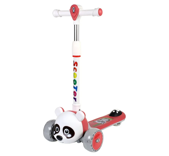 Детский складной самокат музыкальный Scooter от 1,5 лет с мордочкой животного