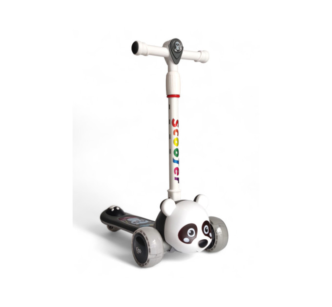 Детский складной самокат музыкальный Scooter от 1,5 лет с мордочкой животного