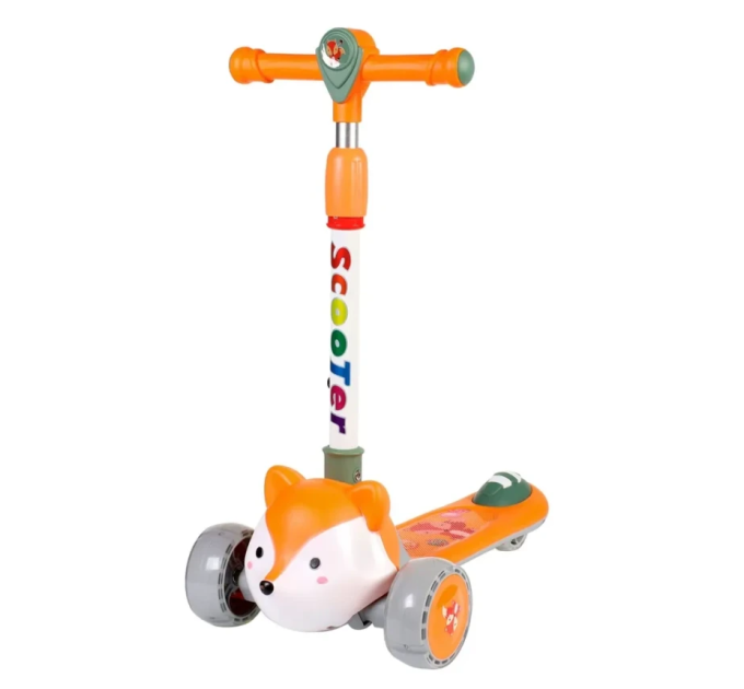 Детский складной самокат от 1,5 лет с мордочкой животного Scooter