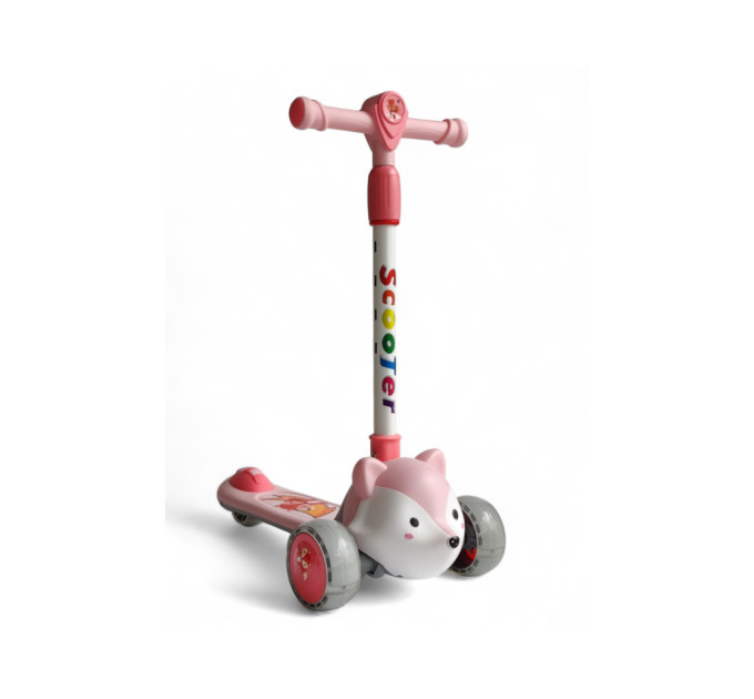 Детский складной самокат от 1,5 лет с мордочкой животного Scooter