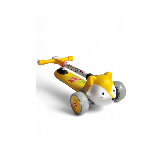 Детский складной самокат от 1,5 лет с мордочкой животного Scooter
