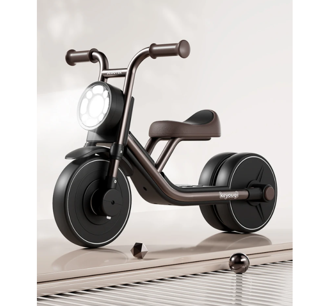 Велосипед трехколесный трансформер Kidy Go HQ66-2 Carbon Steel с педалями, регулируемым сиденьем, фонариком, металлической рамой, детский трицикл до 100 кг (черный, розовый)