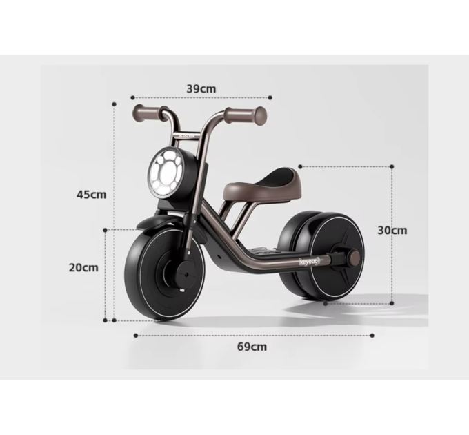 Велосипед трехколесный трансформер Kidy Go HQ66-2 Carbon Steel с педалями, регулируемым сиденьем, фонариком, металлической рамой, детский трицикл до 100 кг (черный, розовый)