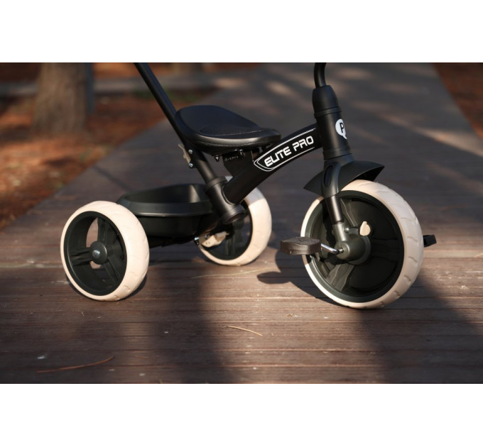 Детский трехколесный велосипед Tri-Cycle Elit Pro Black с родительской ручкой, EVA колесами, стальной рамой, педалями, комфортным сиденьем, для мальчиков и девочек 2–6 лет, нагрузка до 25 кг