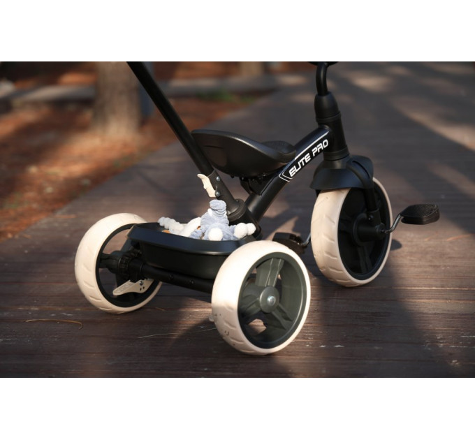 Детский трехколесный велосипед Tri-Cycle Elit Pro Black с родительской ручкой, EVA колесами, стальной рамой, педалями, комфортным сиденьем, для мальчиков и девочек 2–6 лет, нагрузка до 25 кг