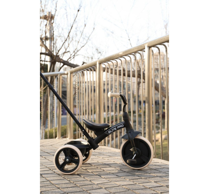 Детский трехколесный велосипед Tri-Cycle Elit Pro Black с родительской ручкой, EVA колесами, стальной рамой, педалями, комфортным сиденьем, для мальчиков и девочек 2–6 лет, нагрузка до 25 кг