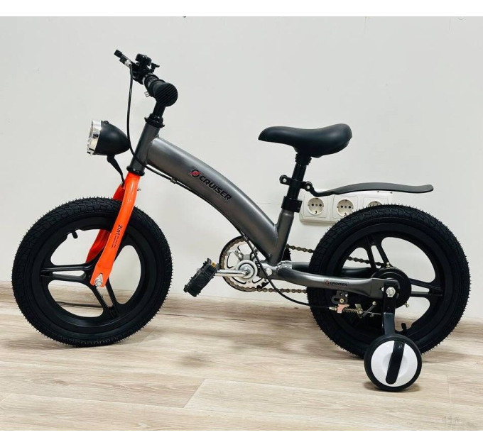 Детский двухколесный велосипед SWITCH BIKE 14" для детей 3–5 лет с дополнительными съемными колесами, фонарем, стальной рамой, подножкой и комфортным сиденьем, велосипед для мальчиков и девочек (черный, зеленый)