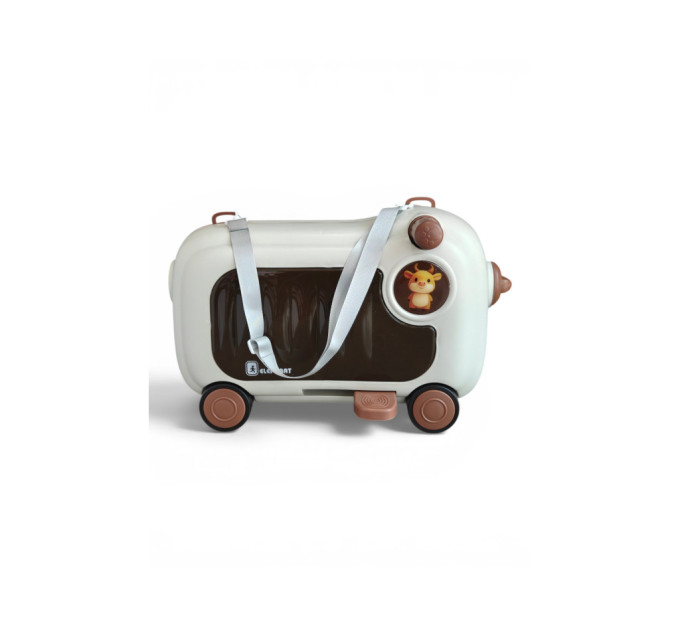 Детский чемодан-каталка Little Bamby 2 в 1 на колесах, чемодан для ручной клади, детский дорожный чемодан, формованный пластик, ремень для переноски, выдвижные подножки, от 1 года, до 20 кг (розовый, голубой, коричневый)
