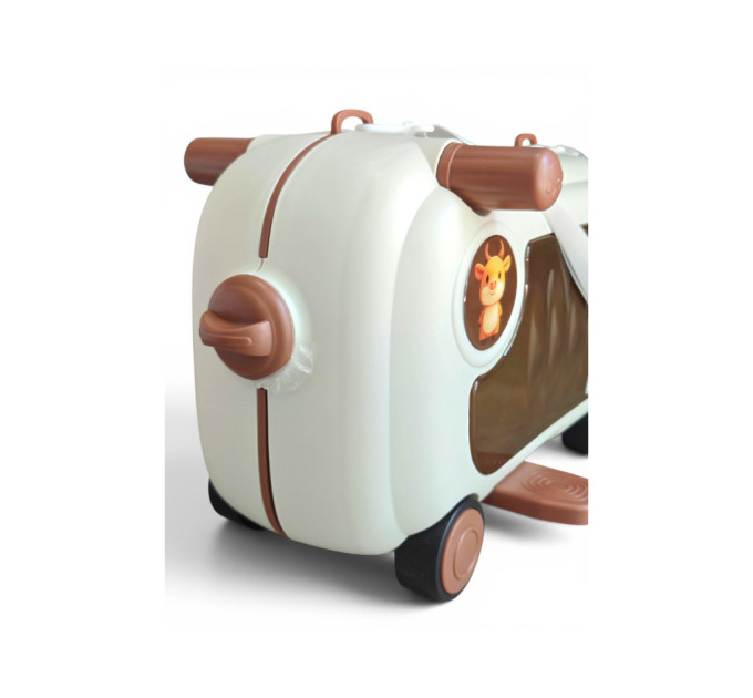 Детский чемодан-каталка Little Bamby 2 в 1 на колесах, чемодан для ручной клади, детский дорожный чемодан, формованный пластик, ремень для переноски, выдвижные подножки, от 1 года, до 20 кг (розовый, голубой, коричневый)