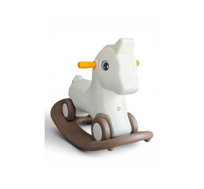 Детская игрушка каталка-качалка Happy Pony 2в1, крепкий пластик, стойкая конструкция, от 1 года, до 20 кг, игрушка для катания и качания ( белый, бежевый, розовый, мятный)