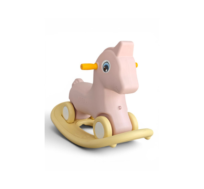 Детская игрушка каталка-качалка Happy Pony 2в1, крепкий пластик, стойкая конструкция, от 1 года, до 20 кг, игрушка для катания и качания ( белый, бежевый, розовый, мятный)