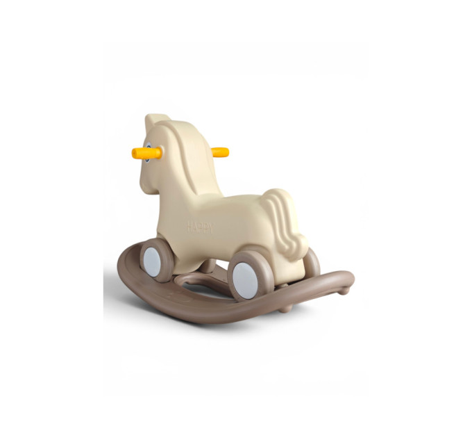 Детская игрушка каталка-качалка Happy Pony 2в1, крепкий пластик, стойкая конструкция, от 1 года, до 20 кг, игрушка для катания и качания ( белый, бежевый, розовый, мятный)