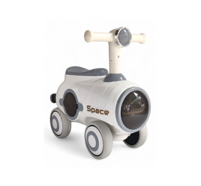 Детская машинка-толокарь Space Lego от 1 года, машинка для катания с музыкой, подсветкой и пропеллером, до 20 кг (голубой, коричневый, розовый, серый)