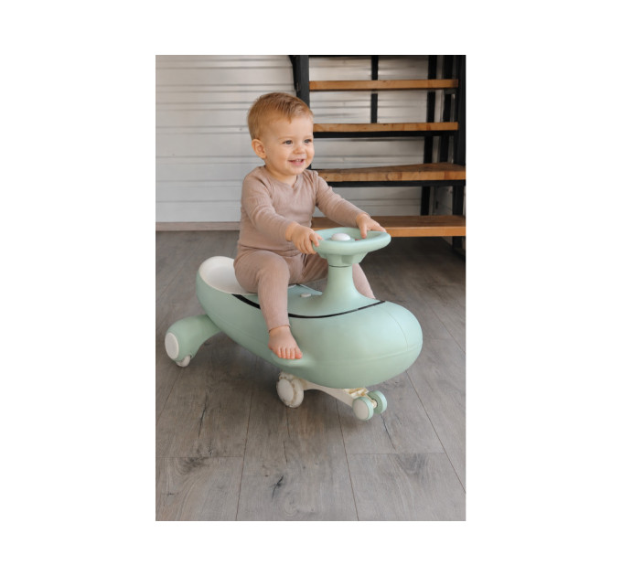 Детский бибикар Mini Whale от 1 года, машинка-каталка, управление поворотами руля, движение вперед и назад, колеса PU 90×25 мм с подсветкой, музыкальные эффекты (голубой, желтый, зеленый, розовый)