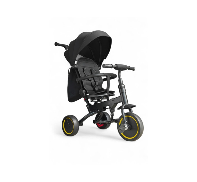 Детский трехколесный велосипед-коляска Tricycle 2 в 1 от 1 года, с родительской ручкой, козырьком, регулируемой спинкой, пятиточечными ремнями безопасности (зеленый, красный, черный)