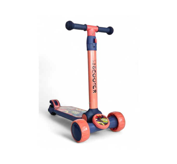 Самокат детский Scooter Jingwa 116, трехколесный, от 1,5 года, погрузка до 60 кг, музыкальная платформа, с подсветкой (желтый, оранжевый, красный, фиолетовый, черный)