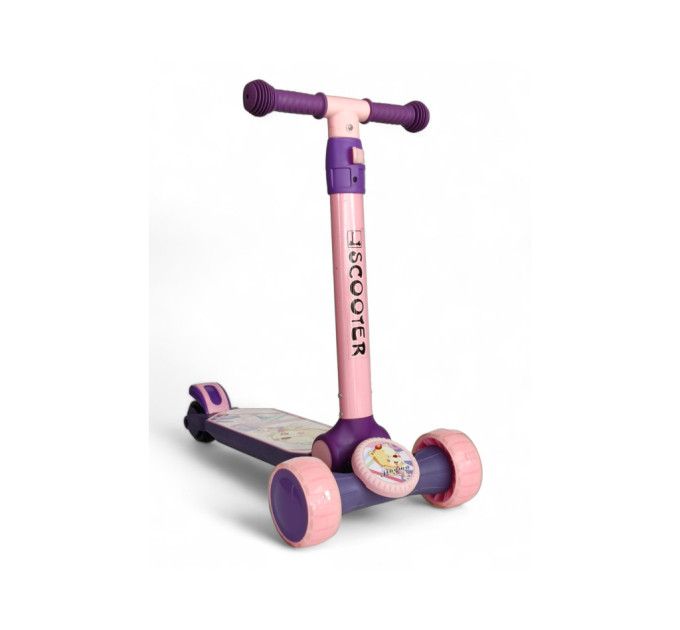 Самокат детский Scooter Jingwa 116, трехколесный, от 1,5 года, погрузка до 60 кг, музыкальная платформа, с подсветкой (желтый, оранжевый, красный, фиолетовый, черный)