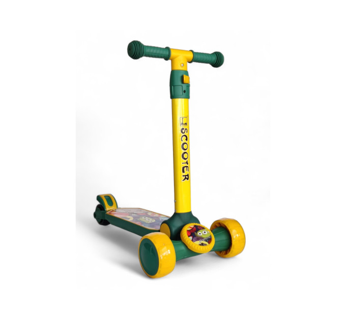 Самокат детский Scooter Jingwa 116, трехколесный, от 1,5 года, погрузка до 60 кг, музыкальная платформа, с подсветкой (желтый, оранжевый, красный, фиолетовый, черный)