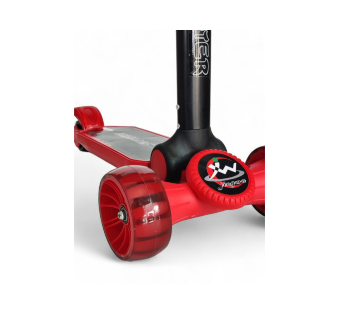 Самокат детский Scooter Jingwa 116, трехколесный, от 1,5 года, погрузка до 60 кг, музыкальная платформа, с подсветкой (желтый, оранжевый, красный, фиолетовый, черный)
