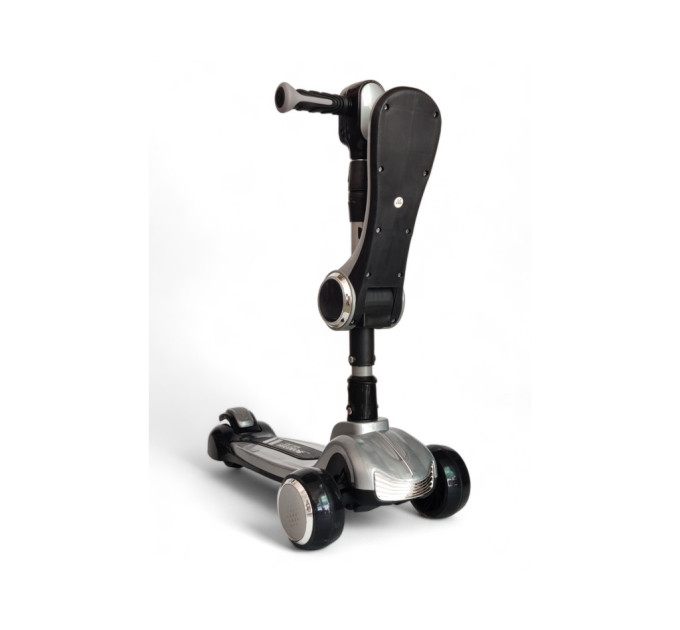 Детский самокат 2 в 1 с сиденьем Scooter Highend 828A, от 1,5 года, самокат-трансформер, музыкальная платформа с подсветкой, фары, погрузка до 90 кг (красный, серый, желтый)
