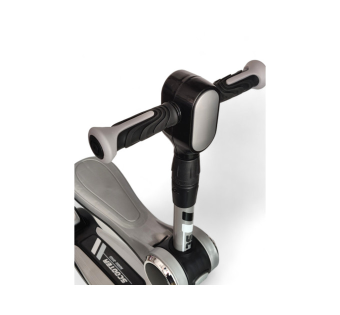 Детский самокат 2 в 1 с сиденьем Scooter Highend 828A, от 1,5 года, самокат-трансформер, музыкальная платформа с подсветкой, фары, погрузка до 90 кг (красный, серый, желтый)