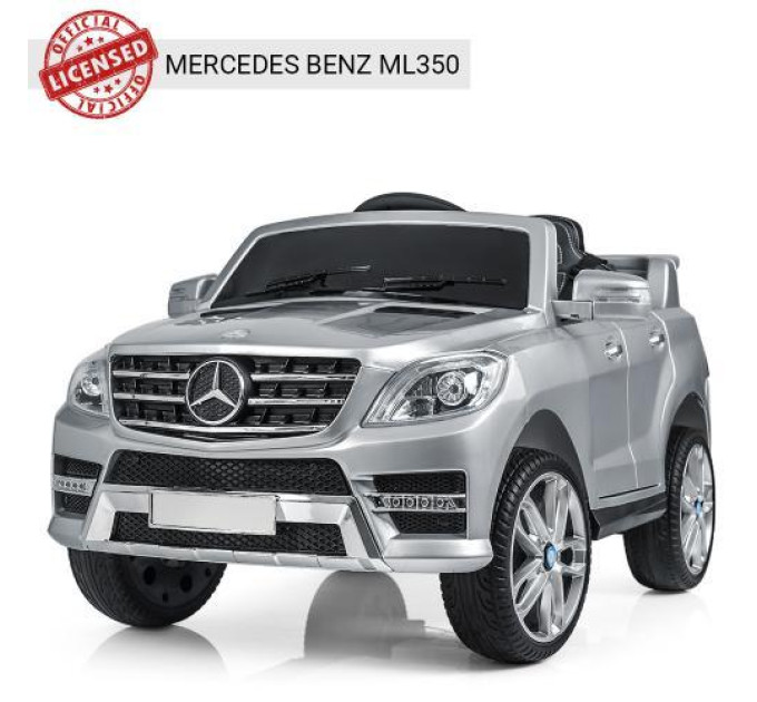 Электромобиль серый Bambi M 3568EBLRS-11 открываются двери кожаное сиденье