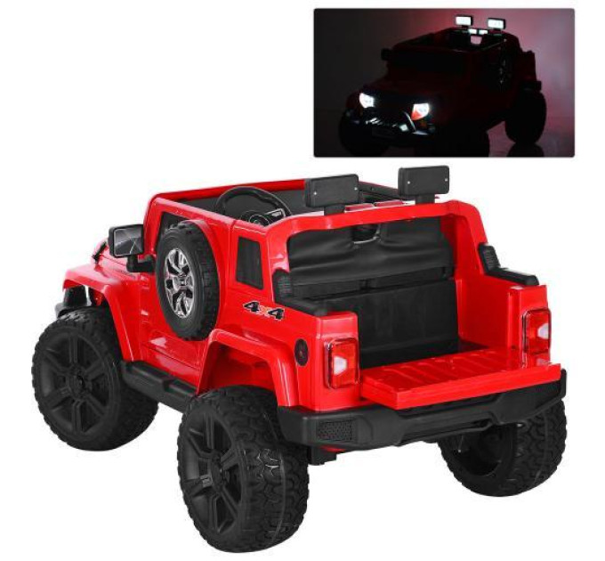 Дитячий електромобіль Джип Jeep M 3445EBLR-3 червоний м'які колеса та шкіряне сидіння