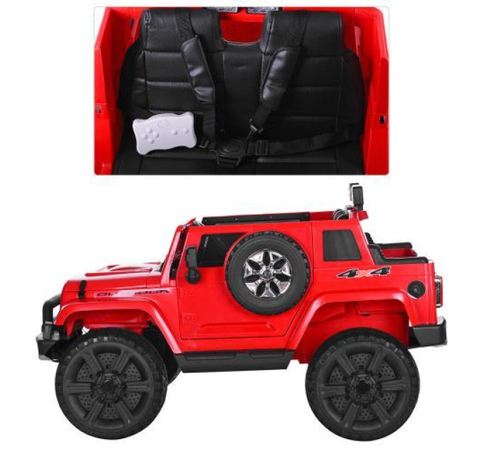 Дитячий електромобіль Джип Jeep M 3445EBLR-3 червоний м'які колеса та шкіряне сидіння