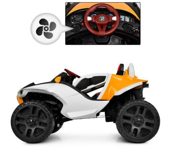 Электромобиль Джип Bambi M 4064EBLR-7 оранжевый MP3 TF USB музыка кожа EVA