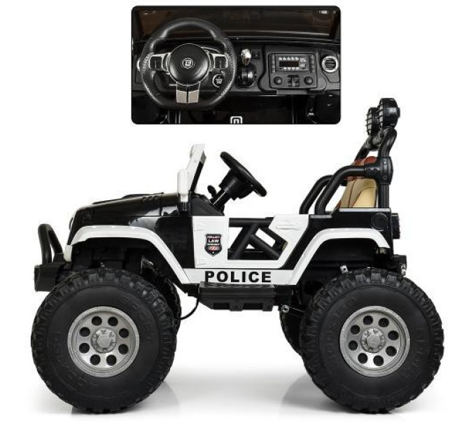Дитячий повнопривідний джип Bambi Police M 4077 EBLR-2-1 чорно-білий