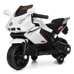 Електромотоцикл дитячий з фарами білий Bambi M 4215-1