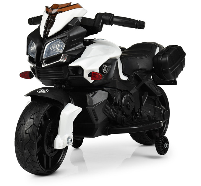 Детский электромотоцикл белый с черным с MP3 Bambi M 3832EL-1