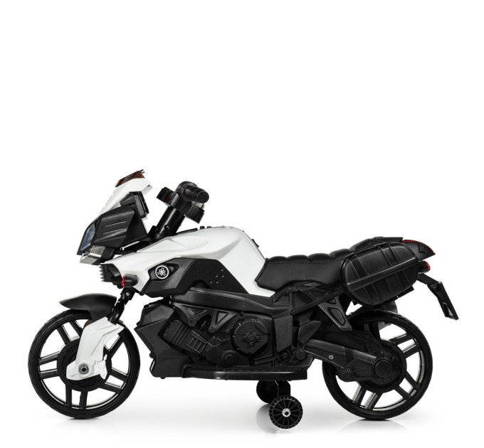 Детский электромотоцикл белый с черным с MP3 Bambi M 3832EL-1
