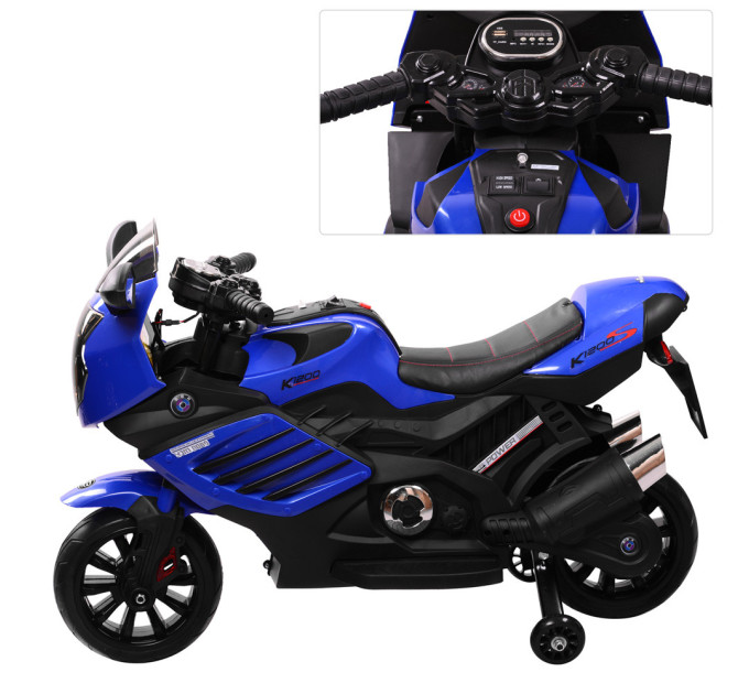 Электромотоцикл детский 2 мотора Bambi M 3578EL-5 синий