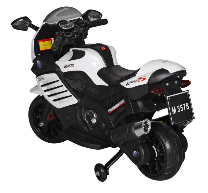 Электромотоцикл детский белый Bambi M 3578EL-1 2 мотора 20W
