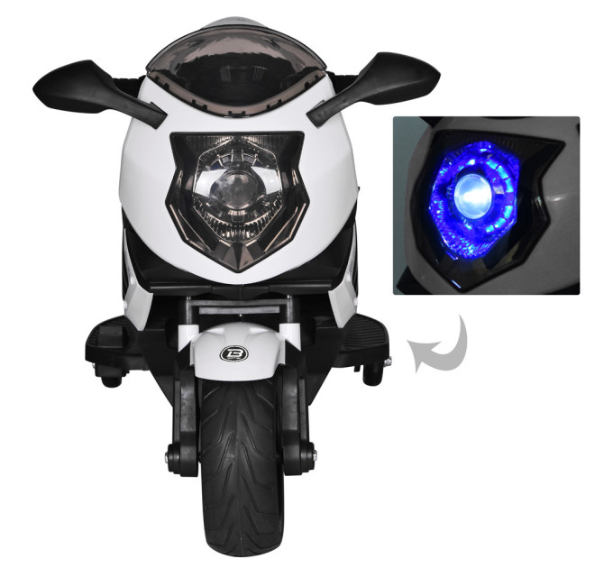Электромотоцикл детский белый Bambi M 3578EL-1 2 мотора 20W