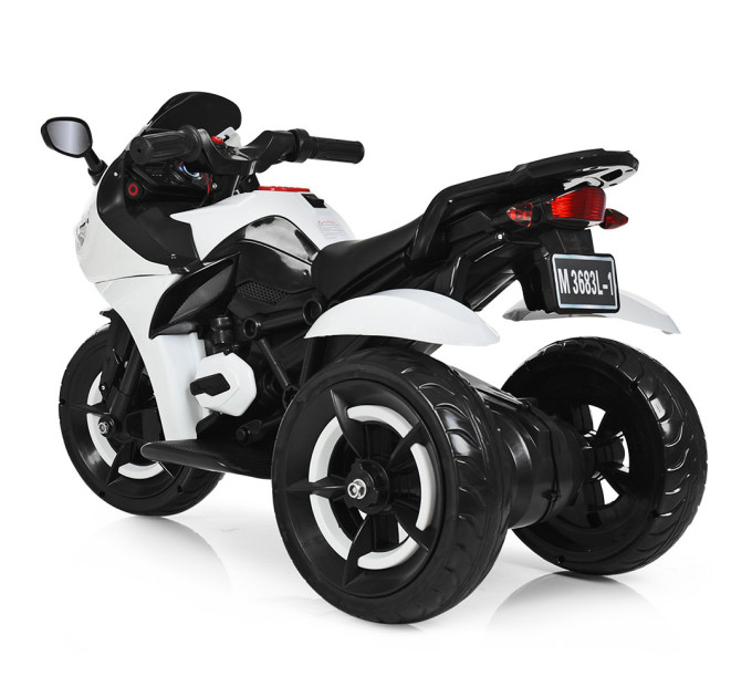 Электромотоцикл детский 2 мотора белый BMW Bambi M 3683L-1 до 40 кг