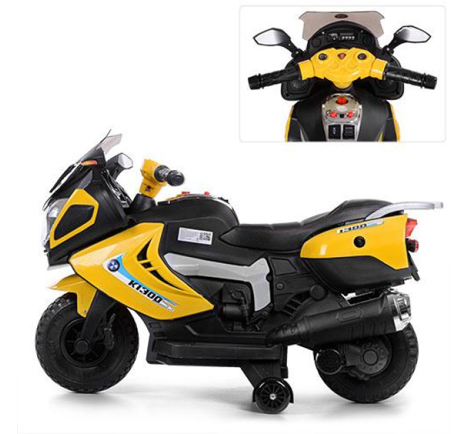 Дитячий електромотоцикл жовтий Bambi M 3625EL-6