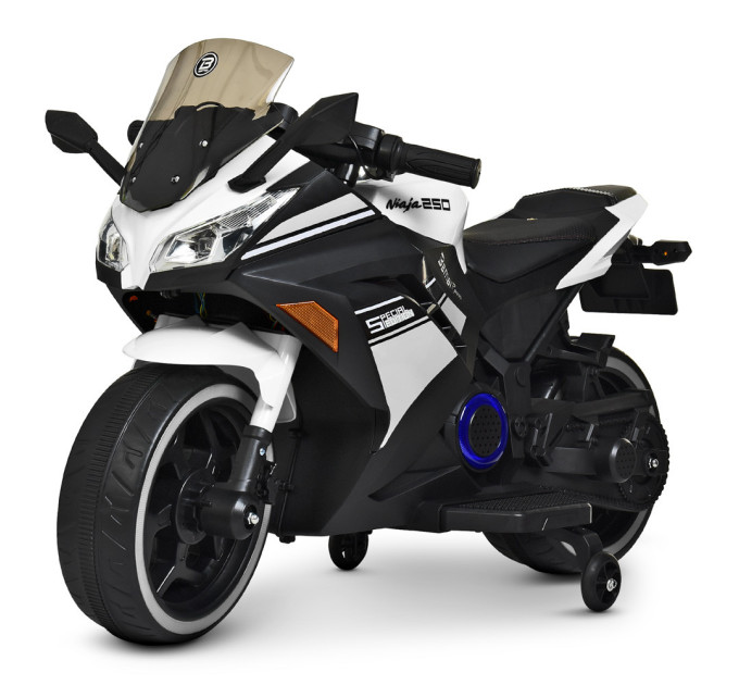 Детский мотоцикл на 1 моторе белый Kawasaki Ninja Bambi M 4268L-1
