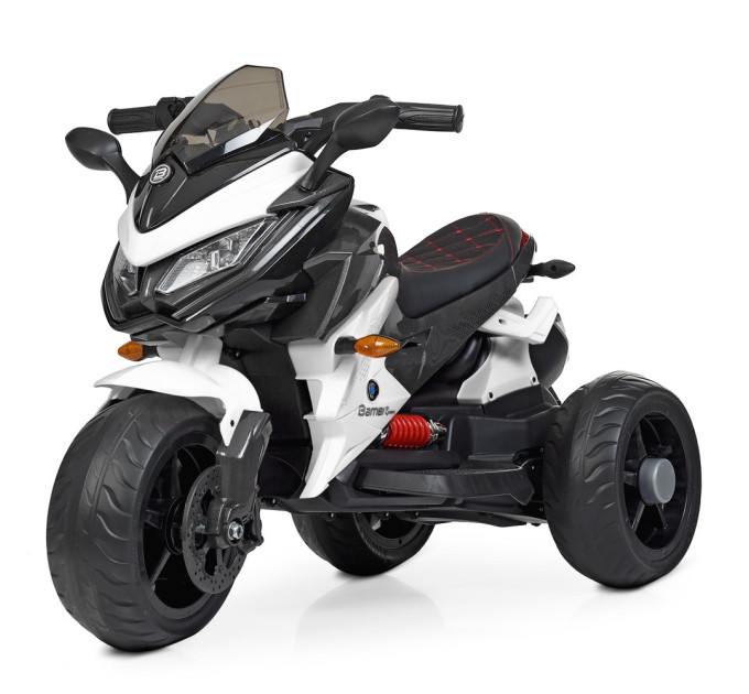 Детский мотоцикл трехколесный белый Bambi M 4274EL-1 2 мотора 35 W