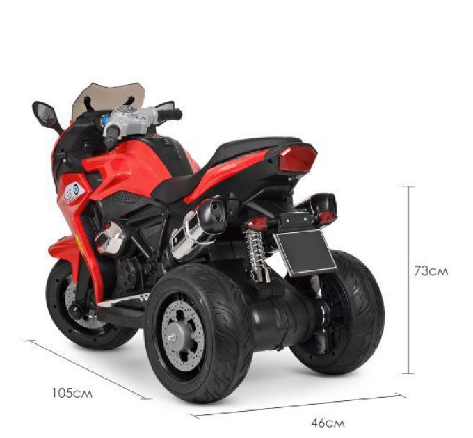 Мотоцикл детский на электромоторе Bambi M 3913EL-3 красный MP3 TF USB