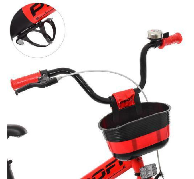 Детский велосипед с корзиной PROF1 W20115-5 красно-черный размер колеса 20 дюймов