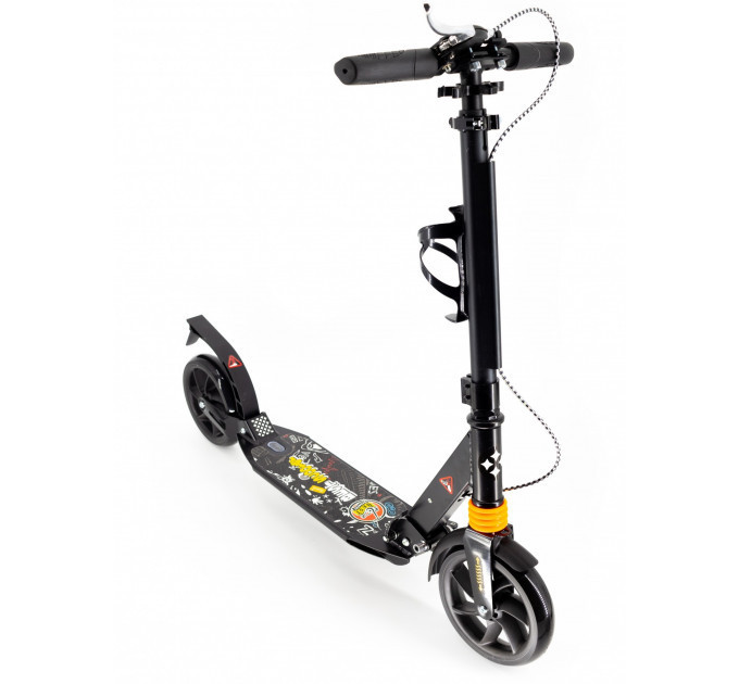 Самокат Scooter Kids City ручне гальмо з кліпсою та підсклянником чорний синій рожевий