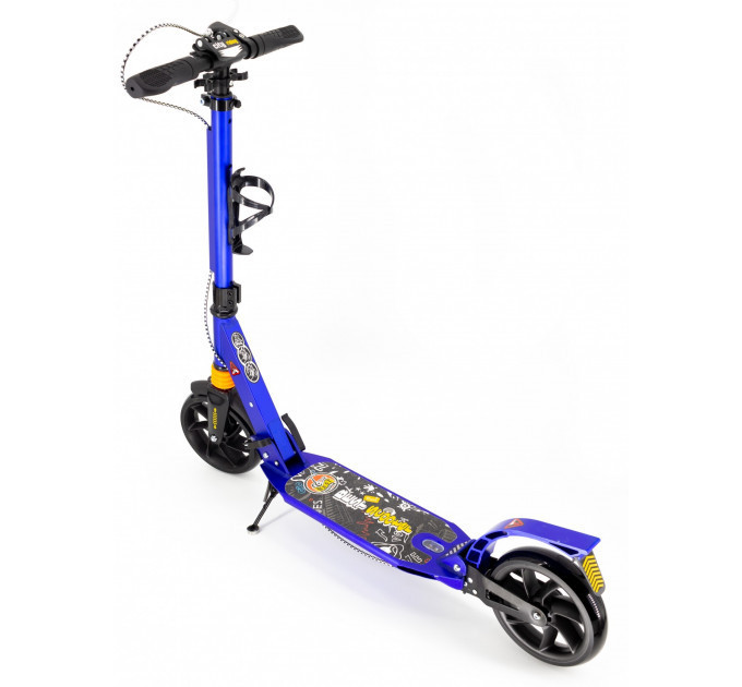 Самокат Scooter Kids City ручне гальмо з кліпсою та підсклянником чорний синій рожевий