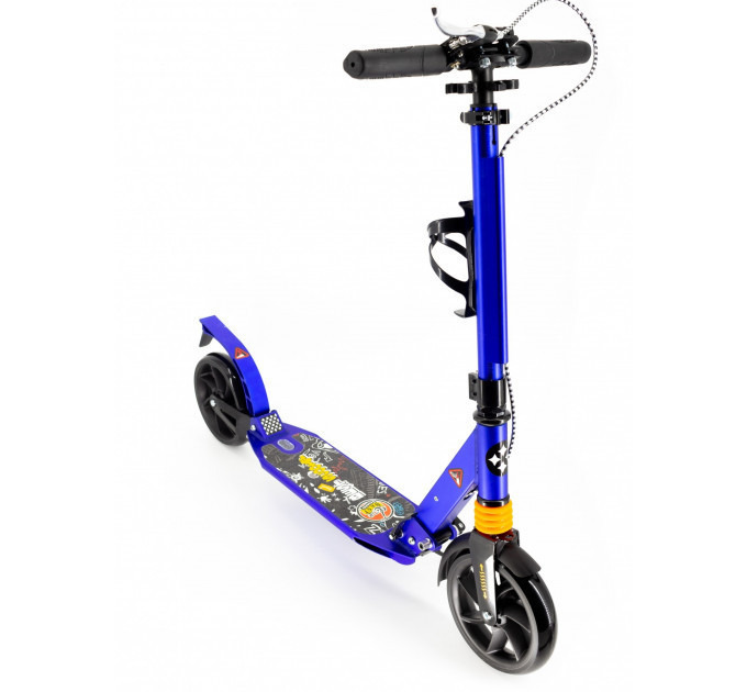 Самокат Scooter Kids City ручне гальмо з кліпсою та підсклянником чорний синій рожевий