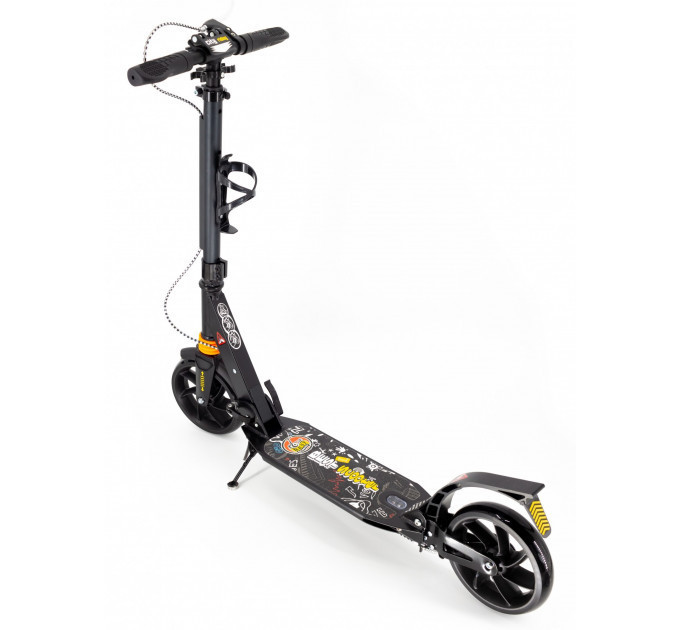 Самокат Scooter Kids City ручне гальмо з кліпсою та підсклянником чорний синій рожевий