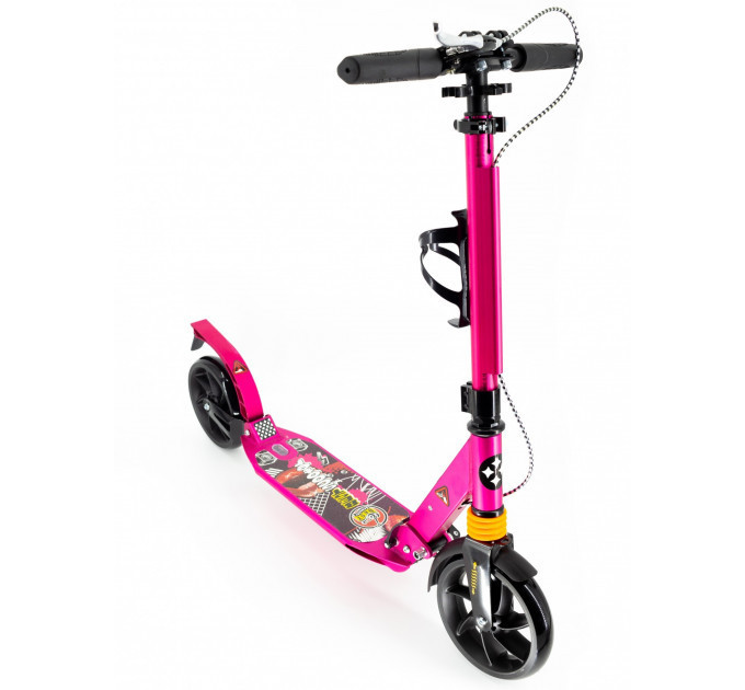 Самокат Scooter Kids City ручне гальмо з кліпсою та підсклянником чорний синій рожевий