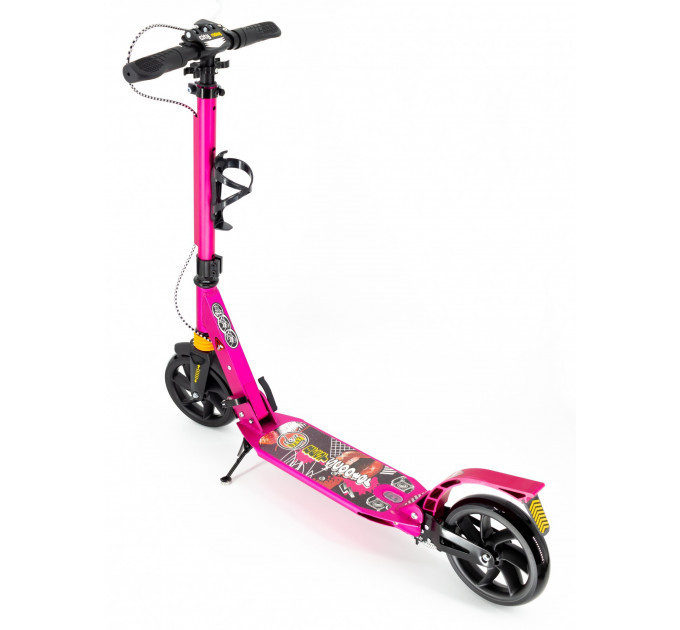 Самокат Scooter Kids City ручне гальмо з кліпсою та підсклянником чорний синій рожевий
