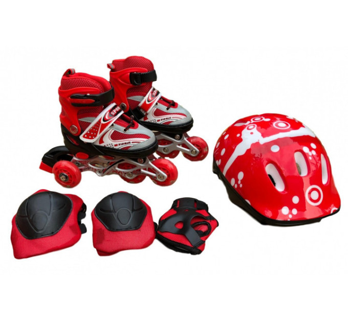 Набор роликовые коньки с защитой In Lin Skate с подсветкой колес S 29-33, M 34-38