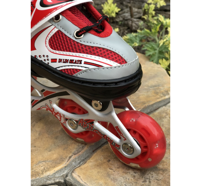 Набор роликовые коньки с защитой In Lin Skate с подсветкой колес S 29-33, M 34-38